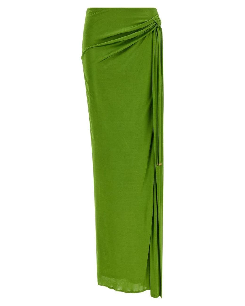 Elisabetta Franchi Green Shiny Viscose Skirt