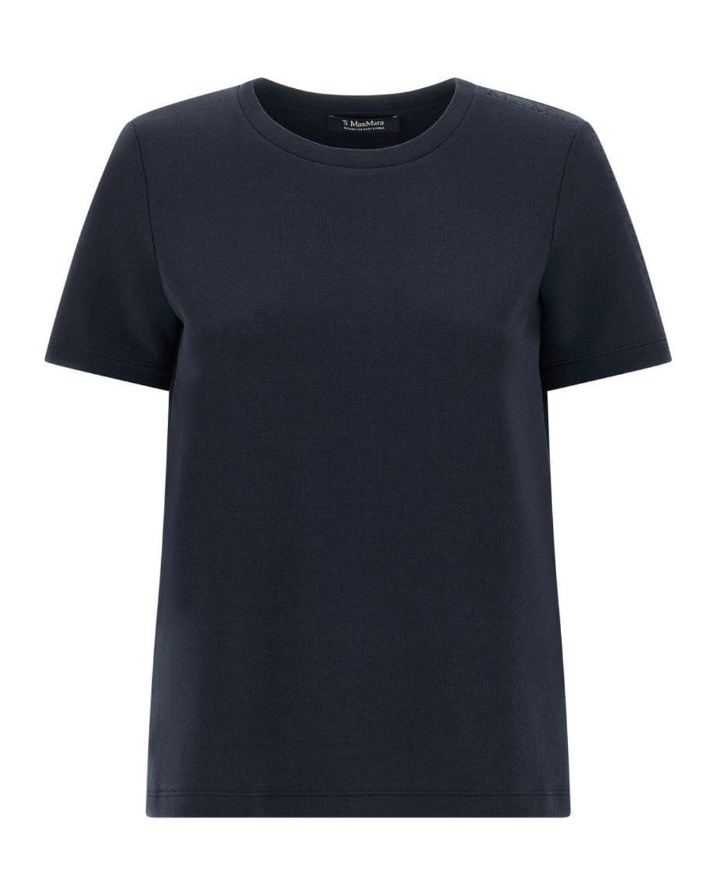 Max Mara Blue Crew Neck Embroidered T-Shirt