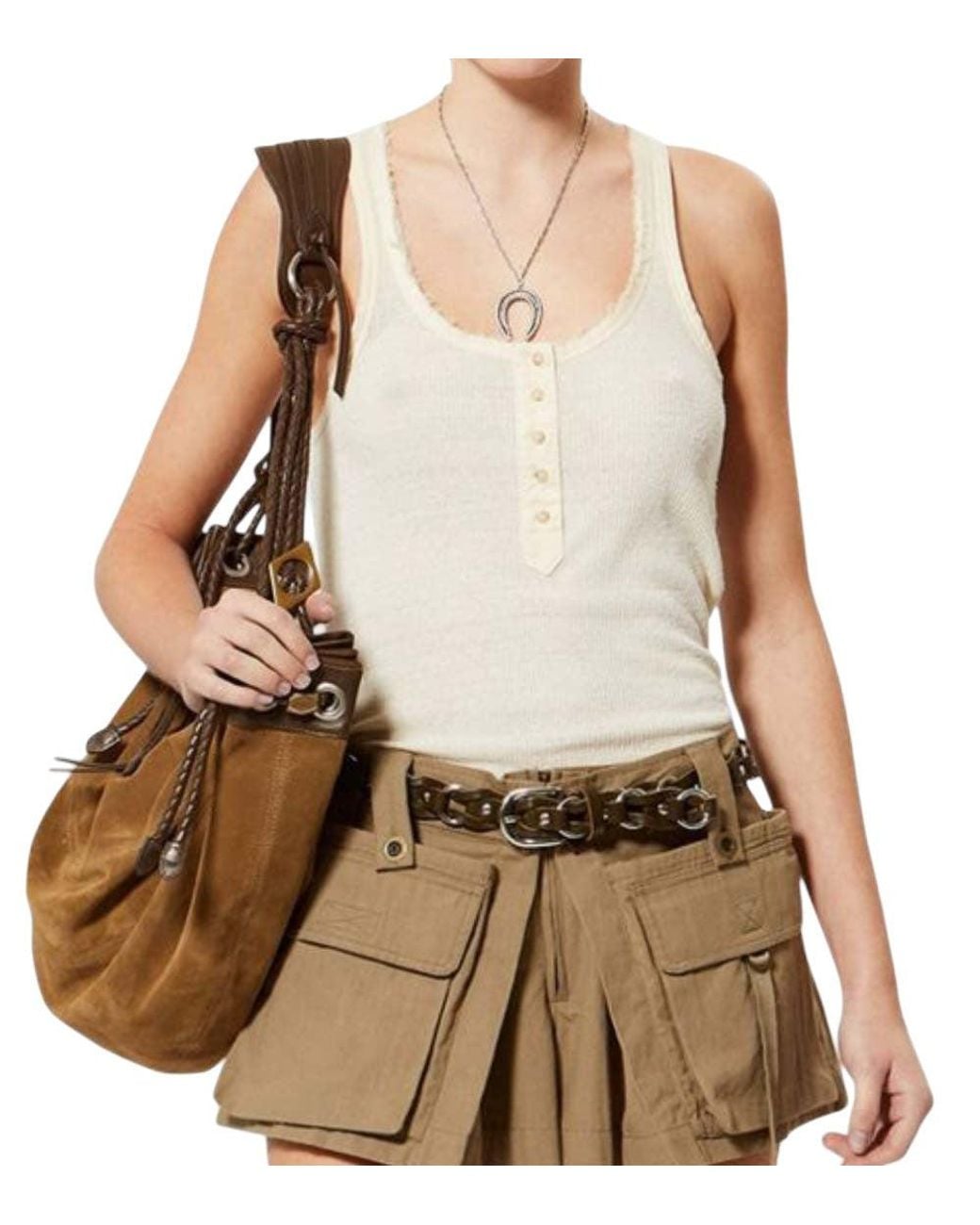 Isabel Marant Natural Solid Scoop Neck Top