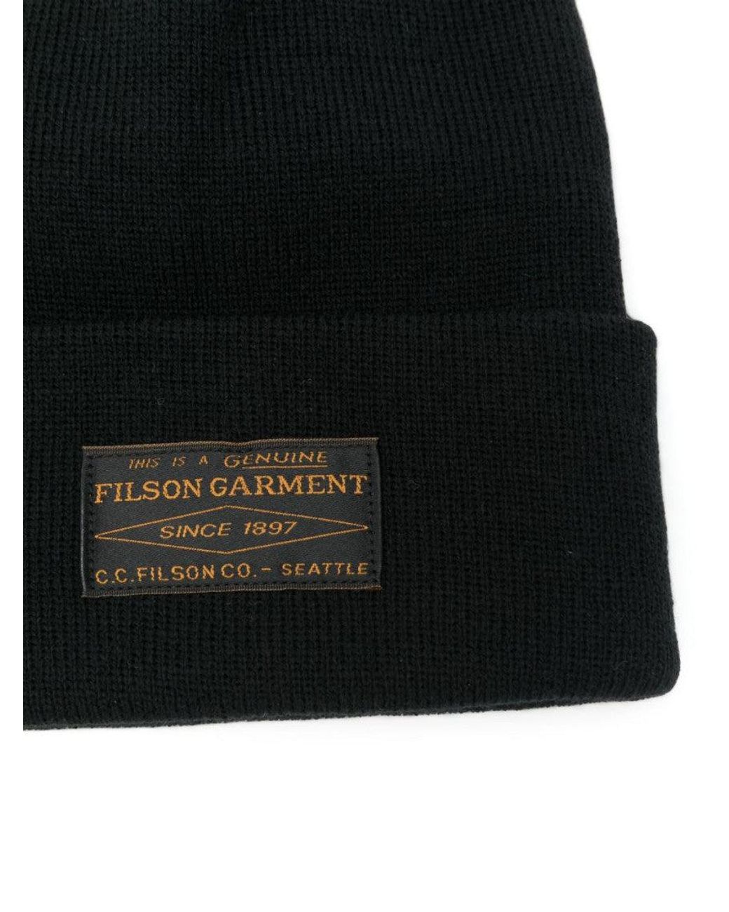 Filson Black Logo Beanie Hat for men