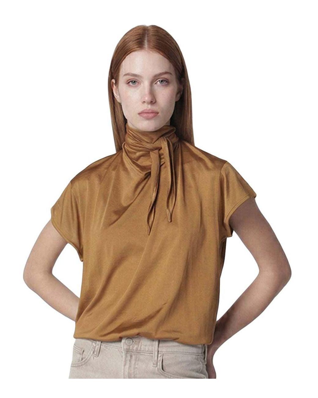 Lemaire Brown High Neck Tie T-Shirt