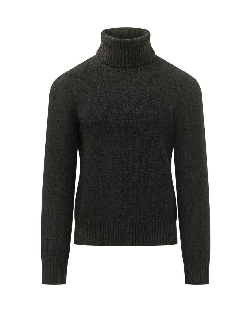AMI Black Turtle Neck Sweater for men