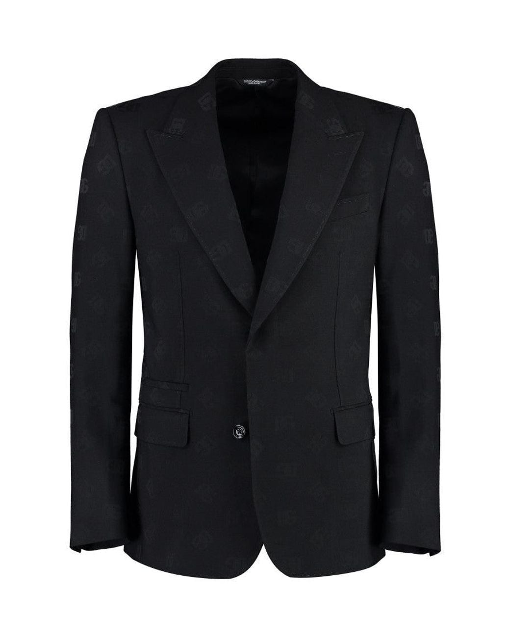 Dolce & Gabbana Black Peaked Lapel Blazer for men