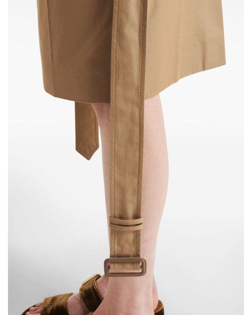 Prada Natural Belted Midi Skirt