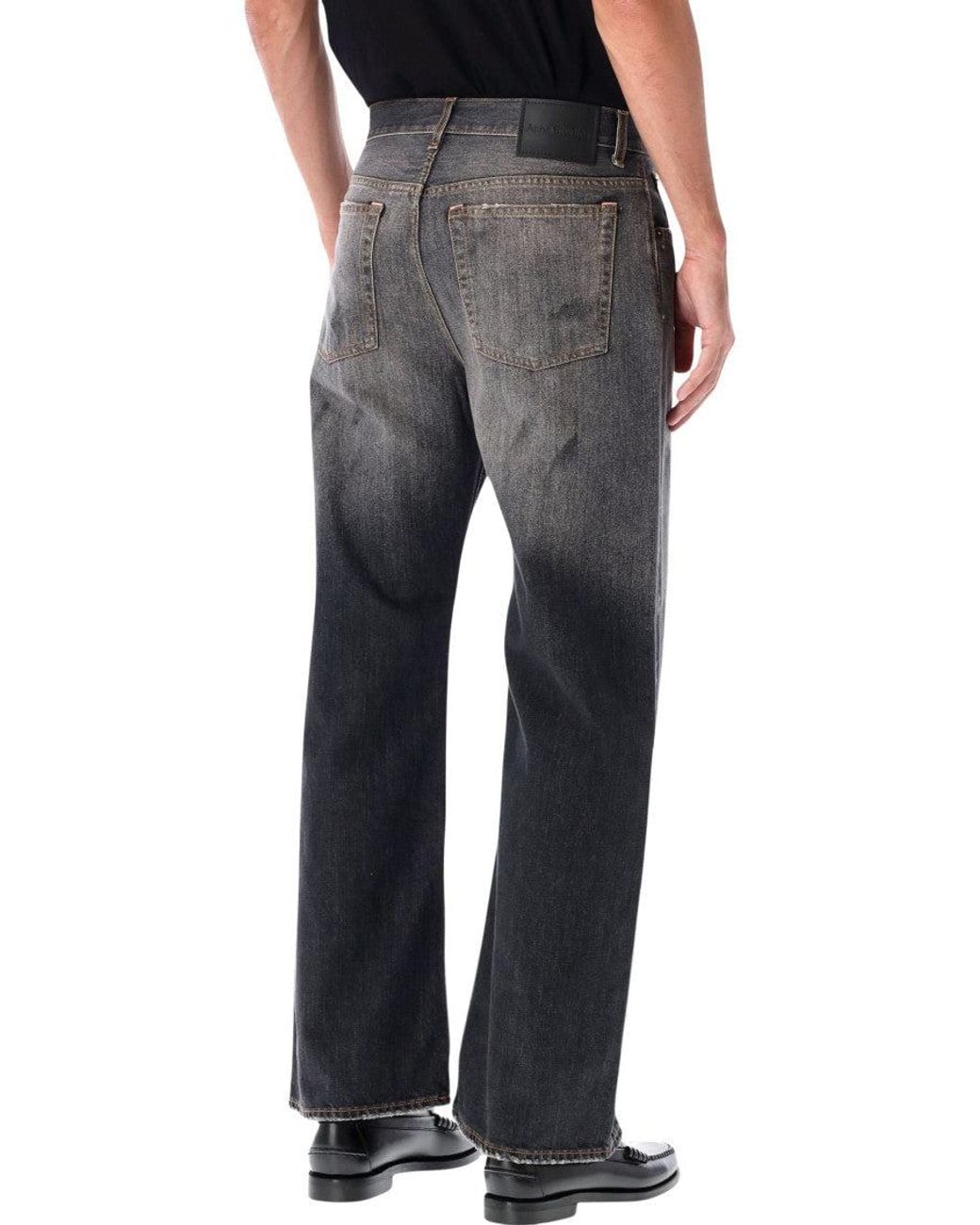 Acne Black Relaxed Mid Rise Jeans for men