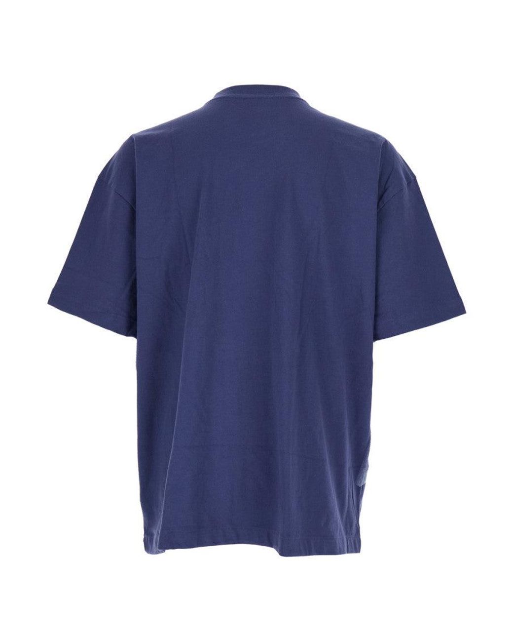 The North Face Blue Crewneck T-Shirt With Logo Patch for men