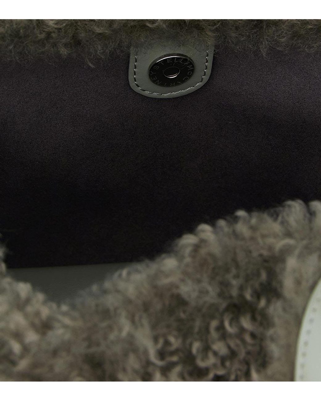 Stella McCartney Gray Shearling Logo Large Tote