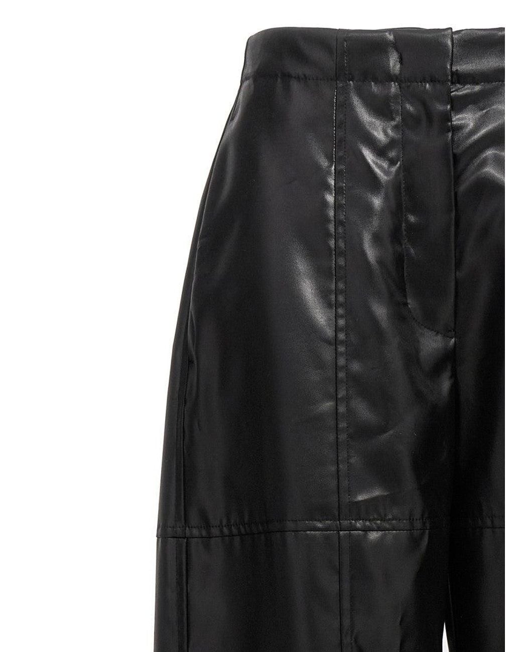 Jil Sander Black High-Waisted Cupro Pants With Coated Finish