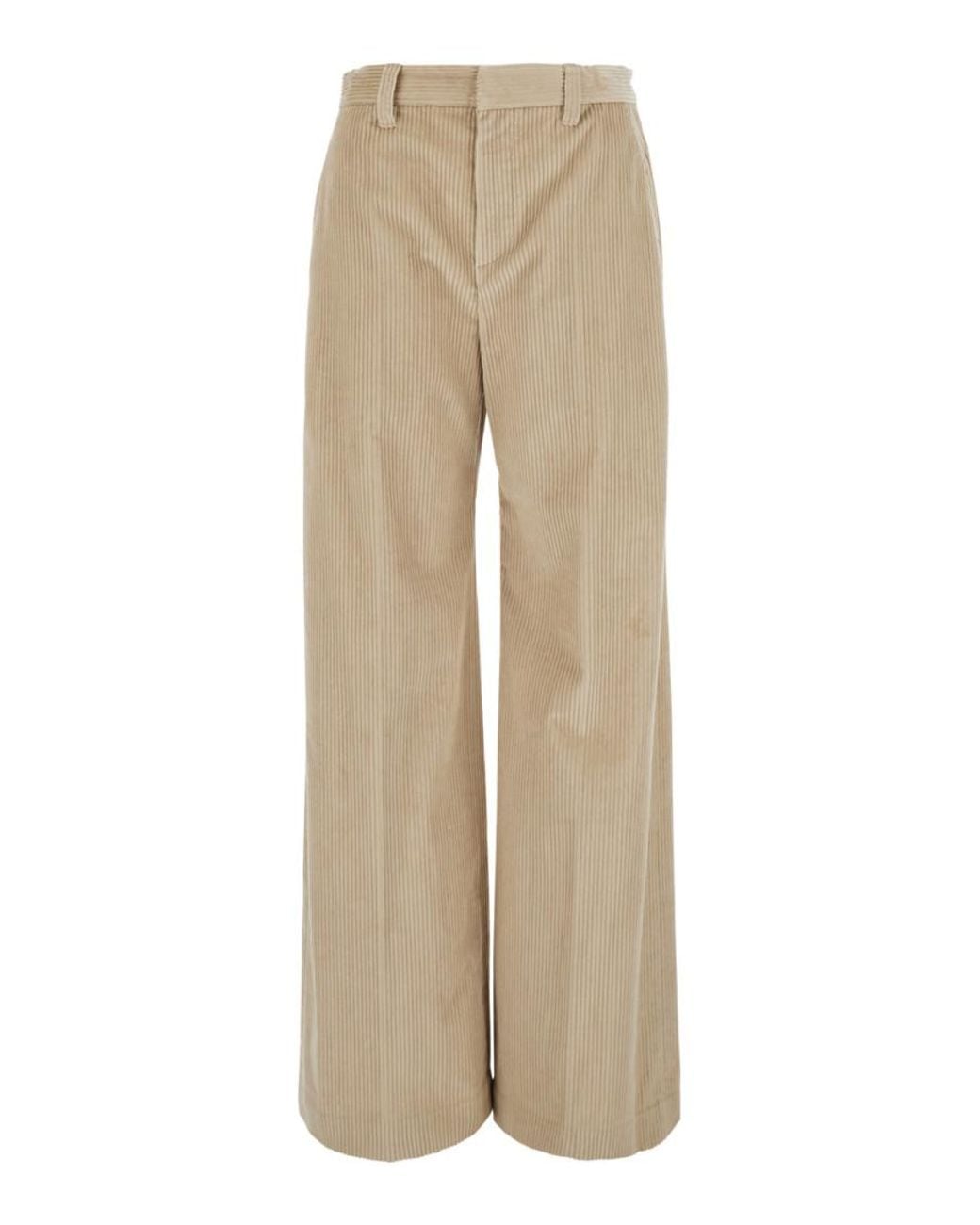 Brunello Cucinelli Natural Regular Flat Front Pant