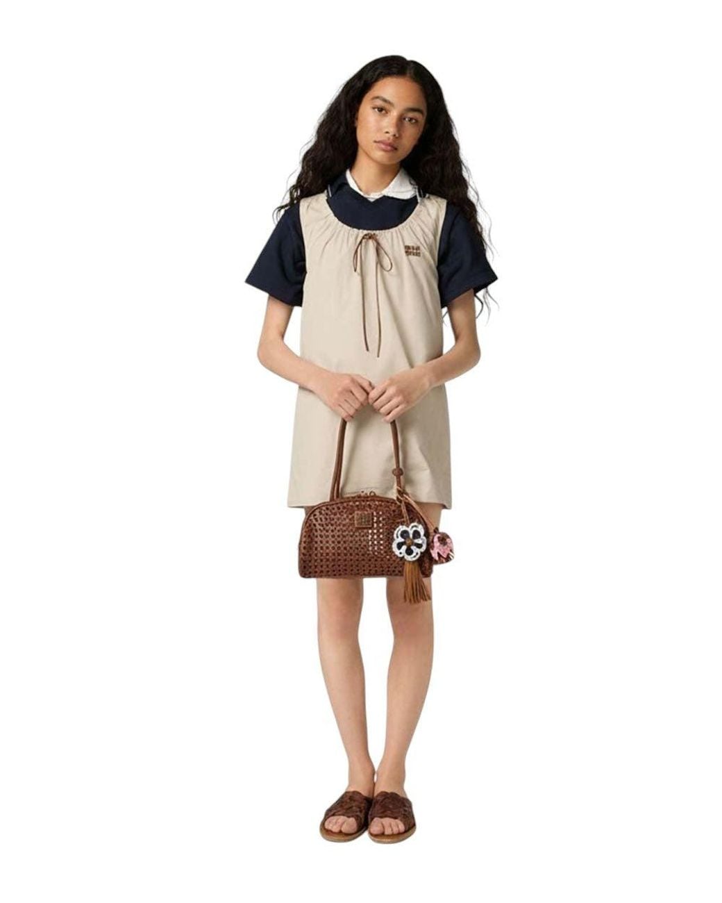 Miu Miu Brown Perforated Medium Shoulder Bag
