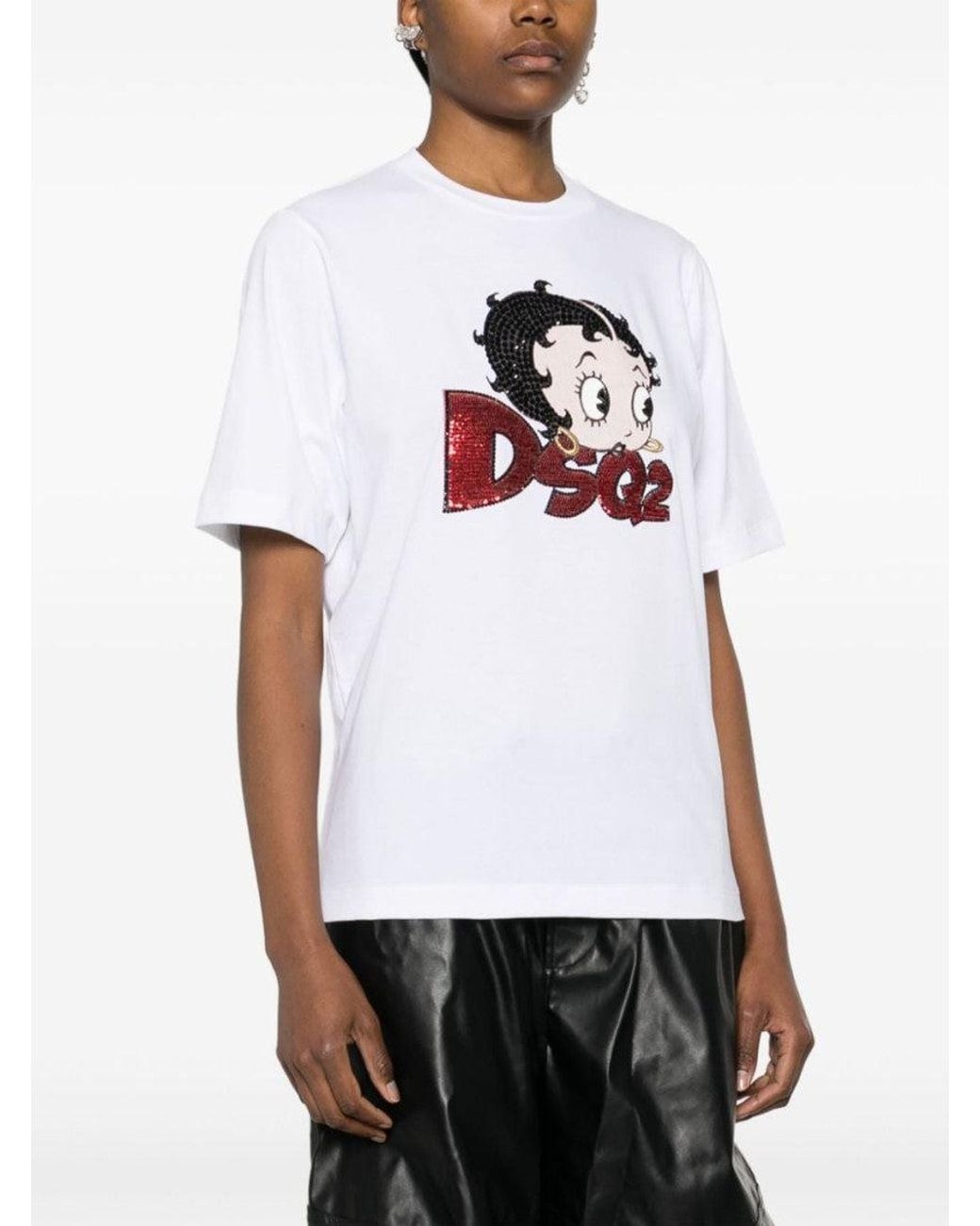 DSquared² White Cartoon Print T-Shirt