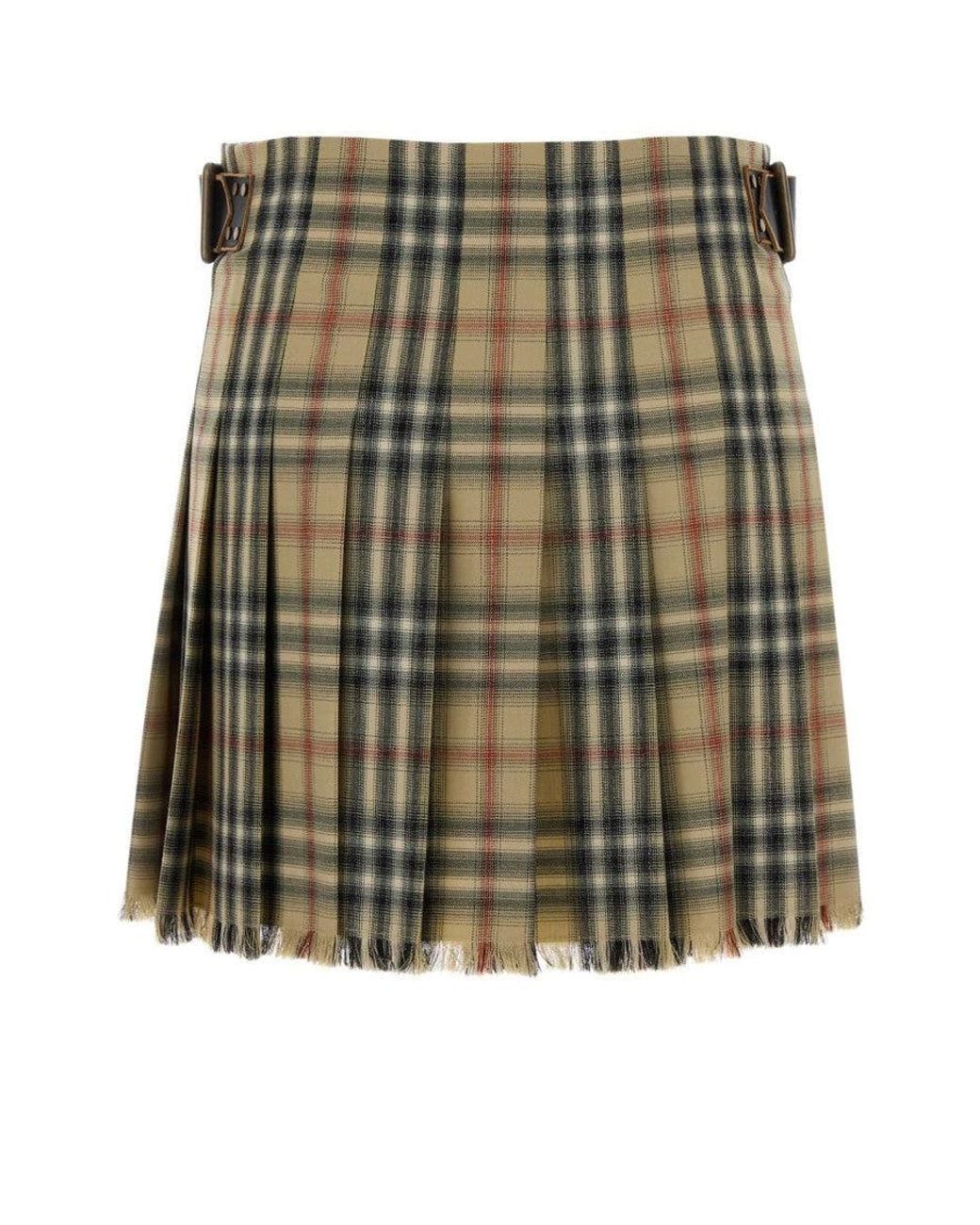 Burberry Green Check Pattern Mini Skirt