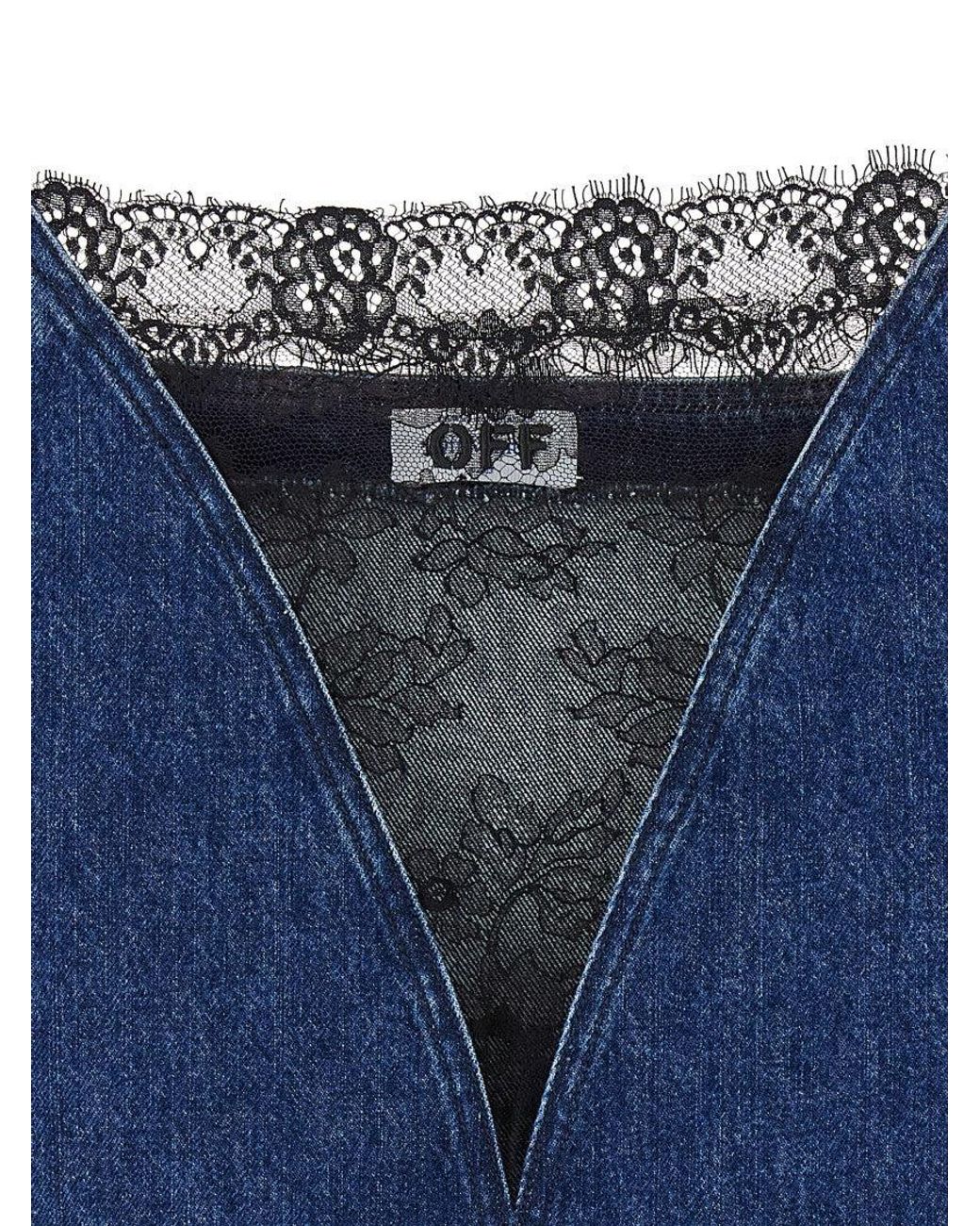 Off-White c/o Virgil Abloh Blue Off- 'Lace 20'S Slip' Top
