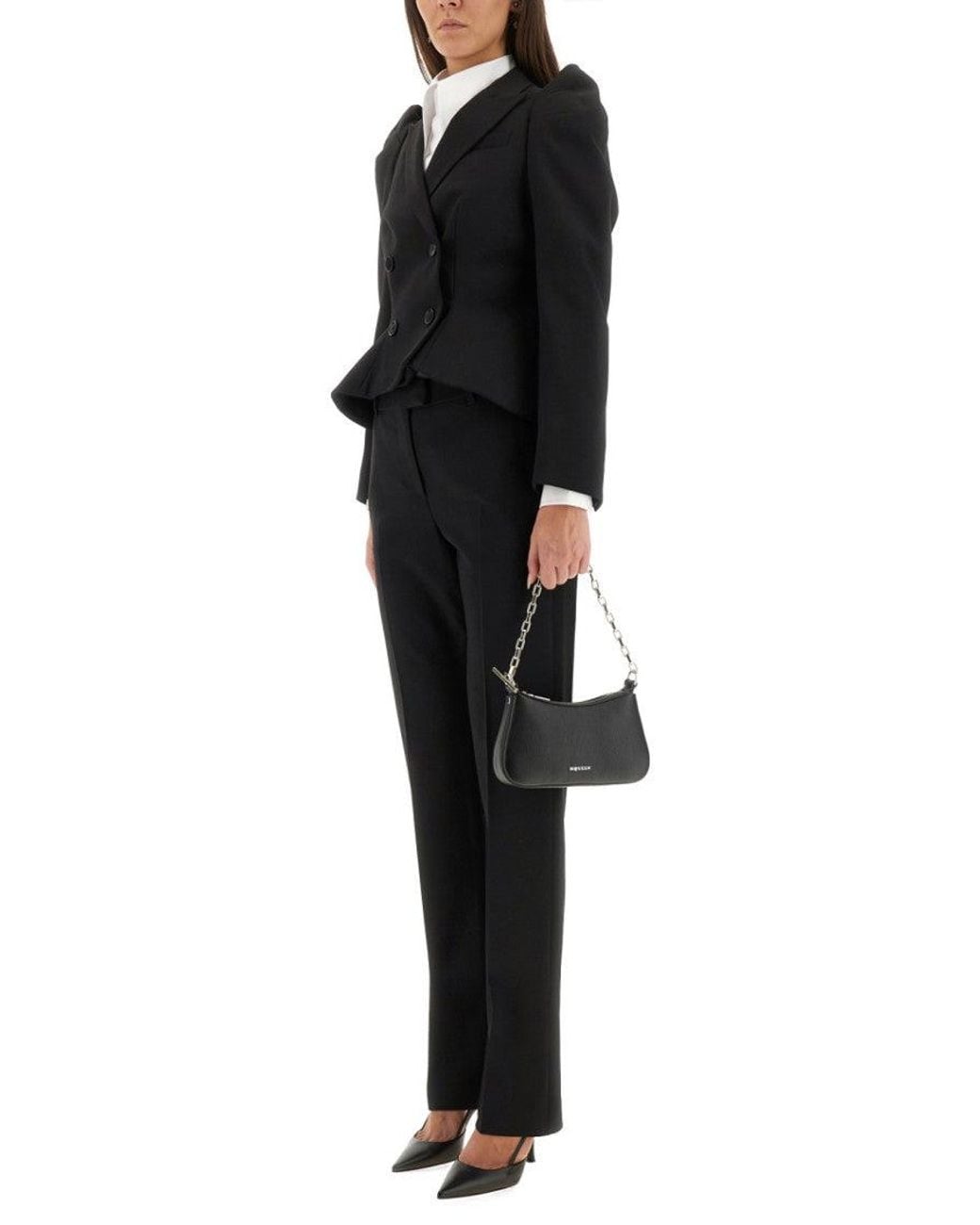 McQueen Black Straight Flat Front Pants