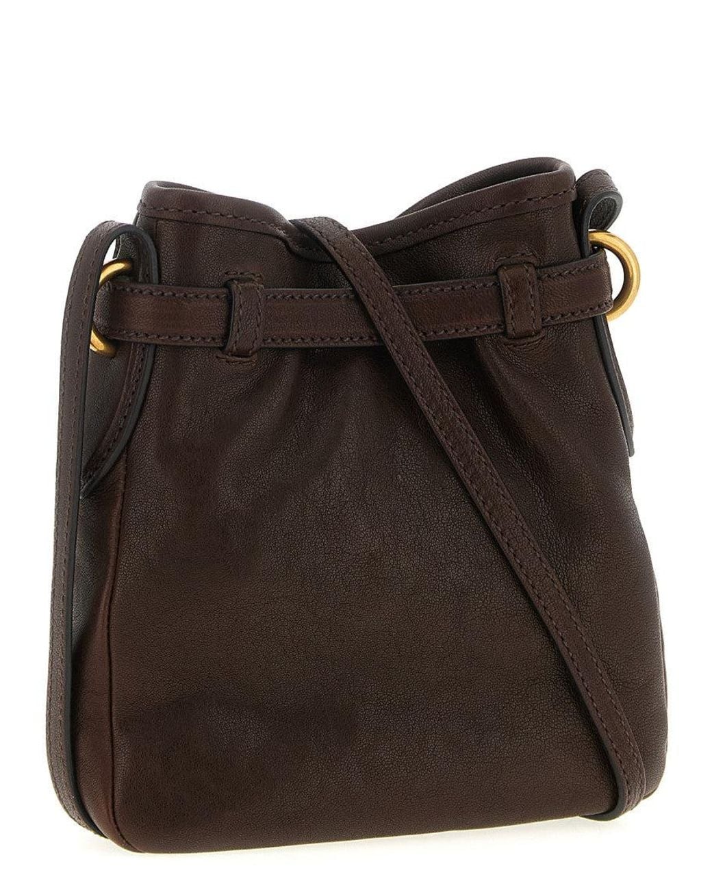 Miu Miu Brown Dark Logo Bucket Bag