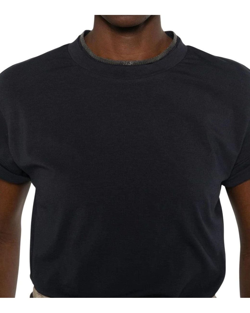 Brunello Cucinelli Black Crew Neck Short Sleeves T-Shirt