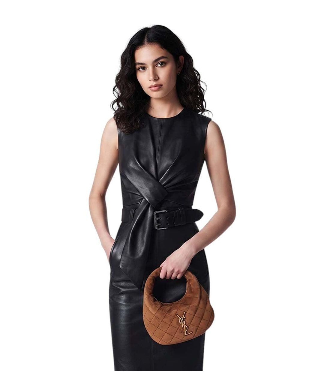 Saint Laurent Brown Icarino Small Hobo