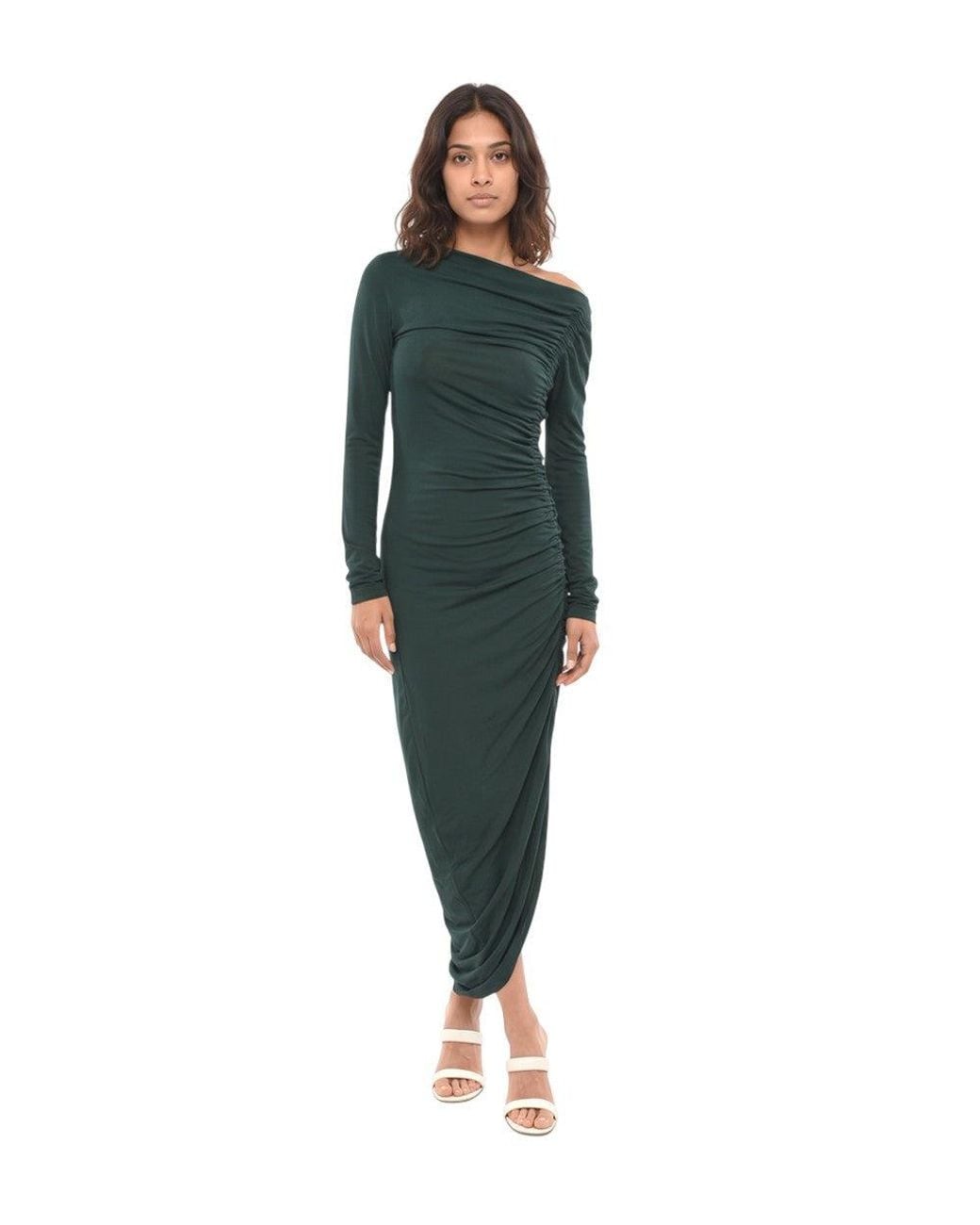 Ferragamo Green One Shoulder Maxi Dress