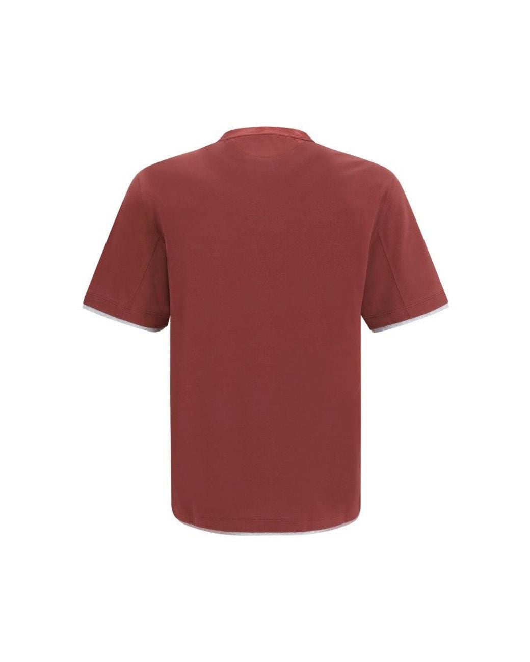 Brunello Cucinelli Red Solid Crew Neck T-Shirt for men