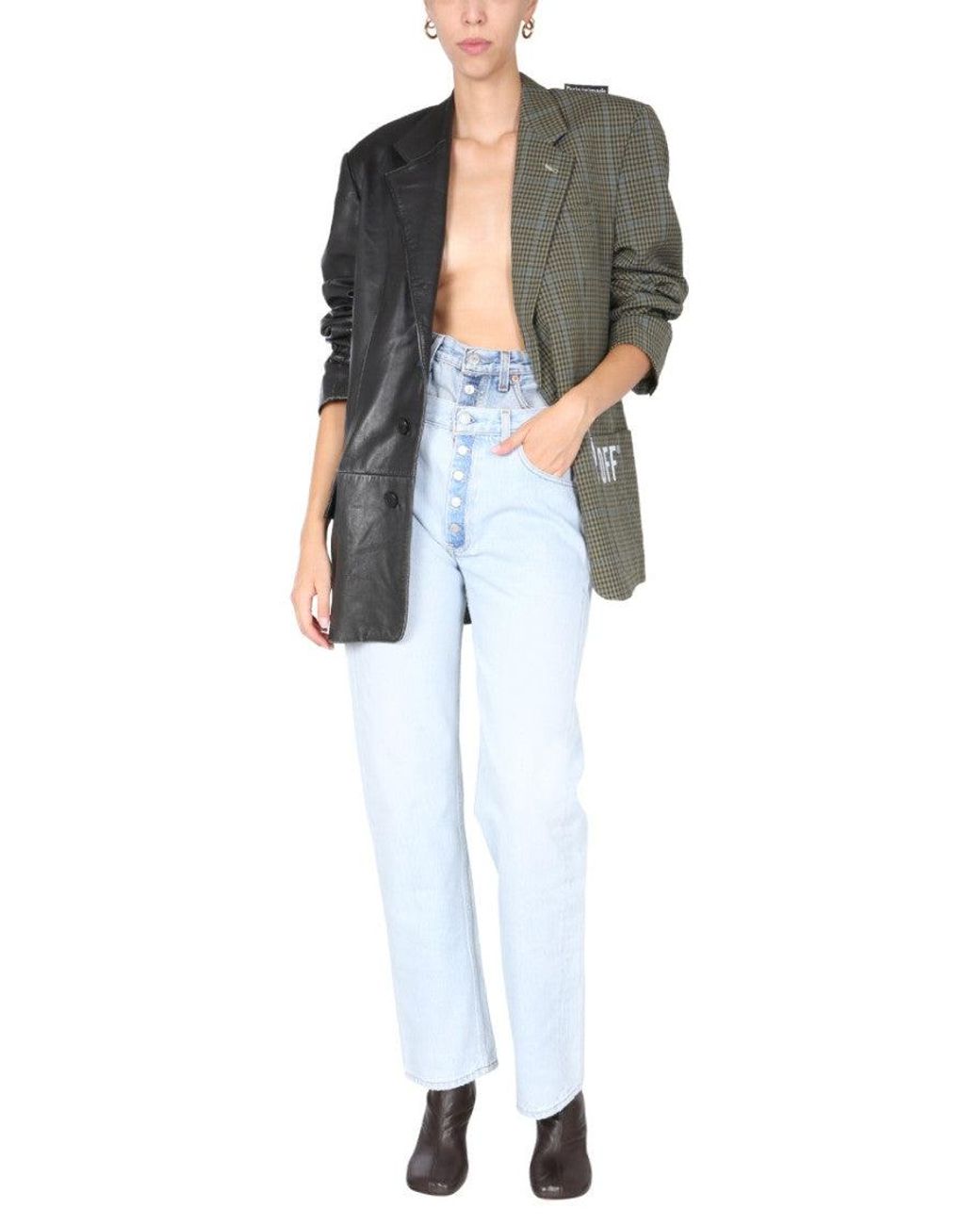 1/OFF Blue Denim Straight High Rise Jeans