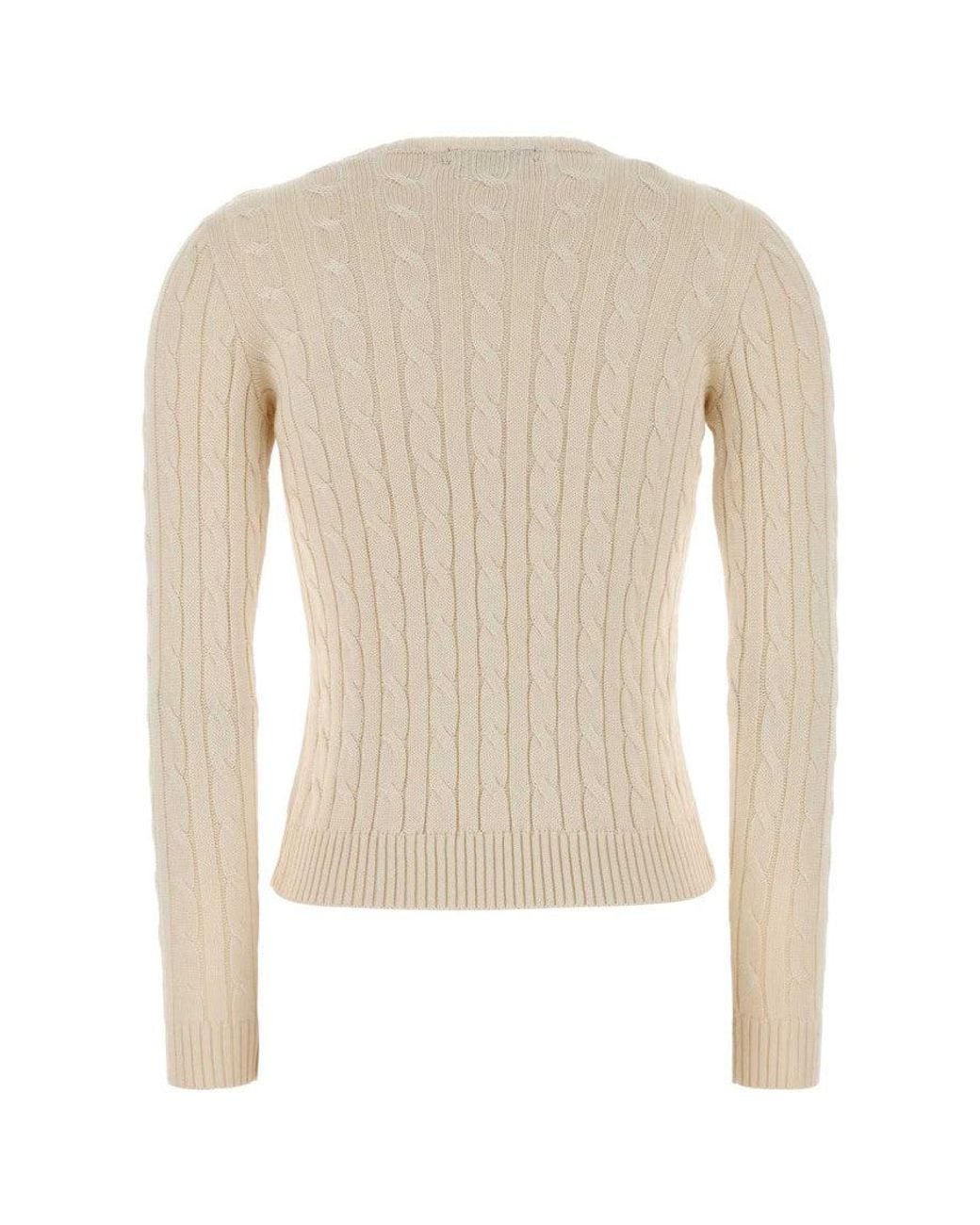 Ralph Lauren White Cream Knitted Crew Neck Sweater
