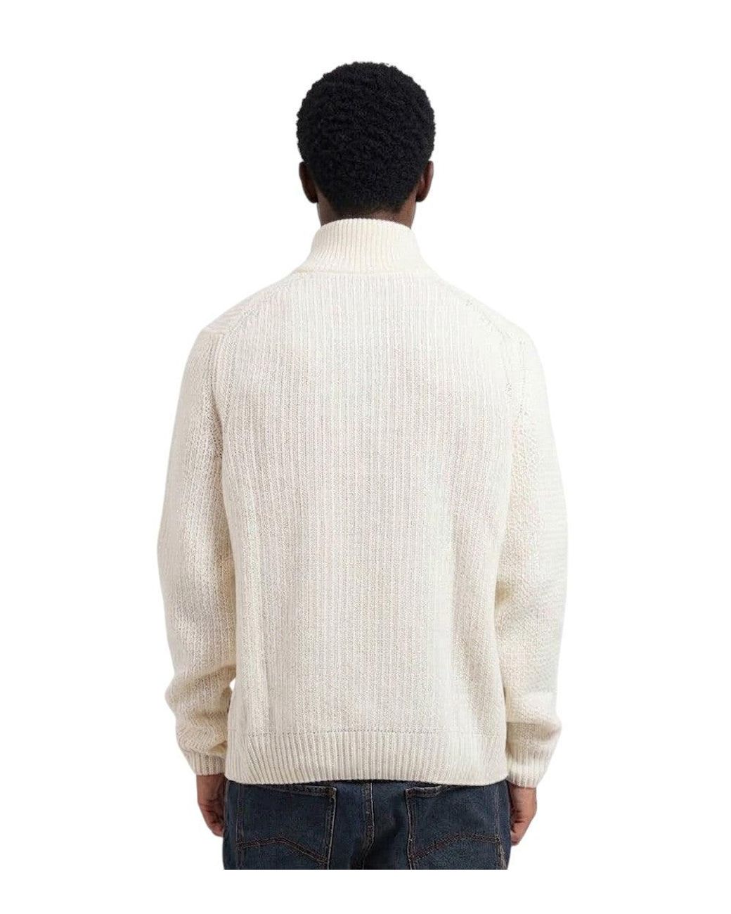 Boss White Half Zip Sweater for men