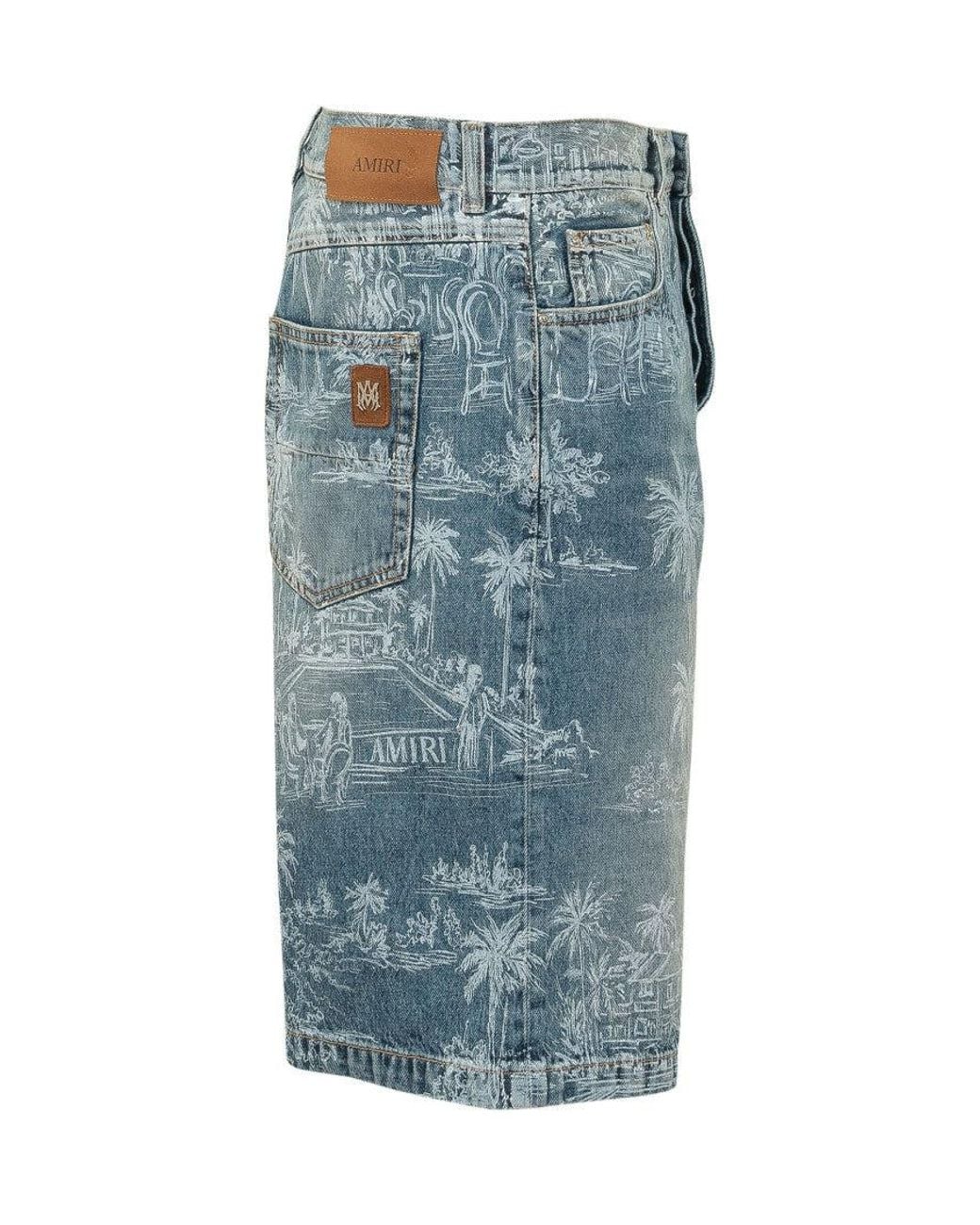 Amiri Blue Printed Denim Shorts for men