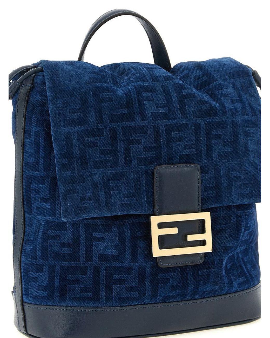 Fendi Blue Ff Flocked Backpack