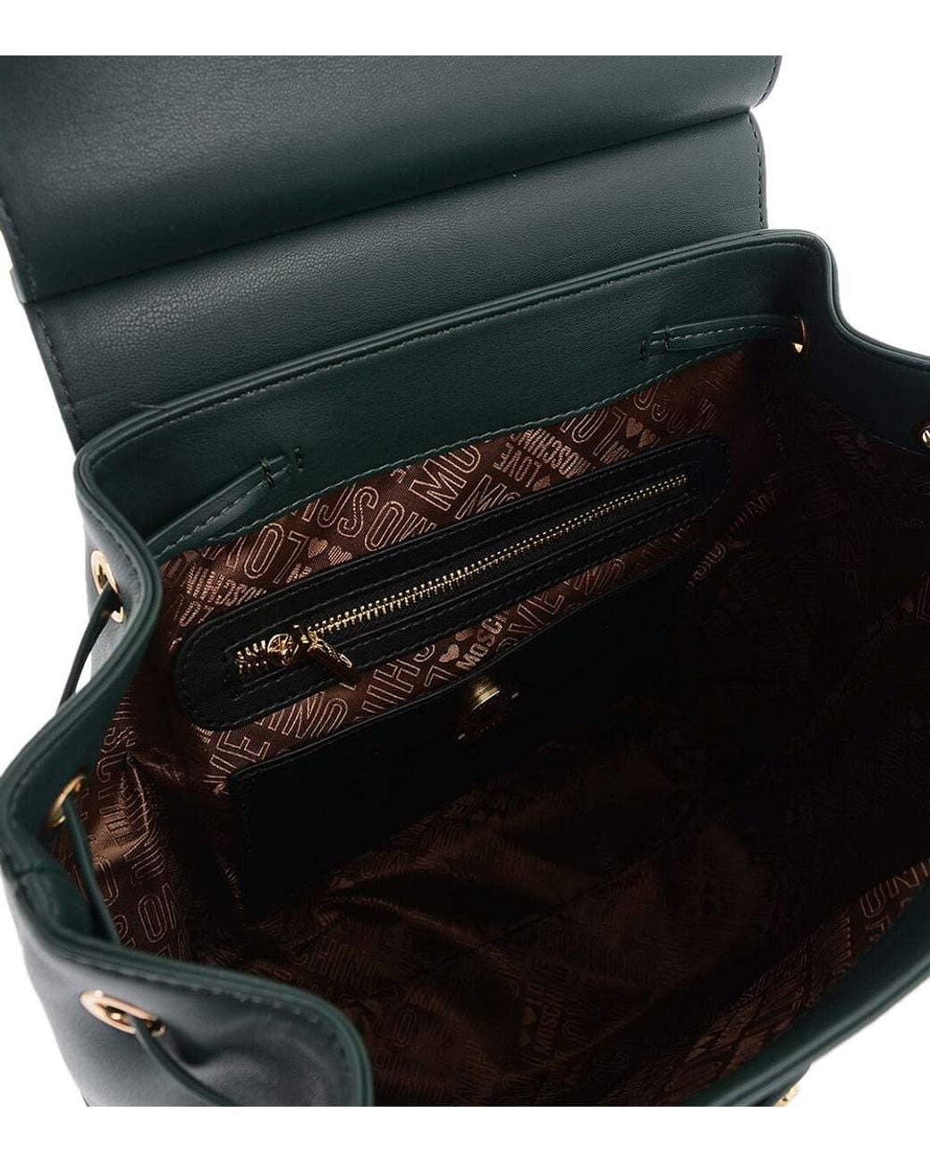 Love Moschino Green Dark Quilted Small Backpack