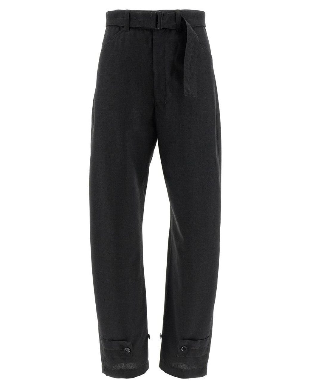 Lemaire Black Curved Tailored Wool Trousers