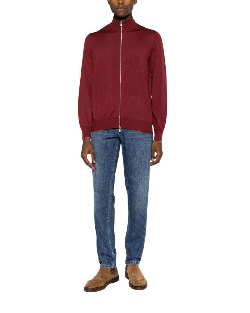 Brunello Cucinelli Blue Slim Mid Rise Jeans for men