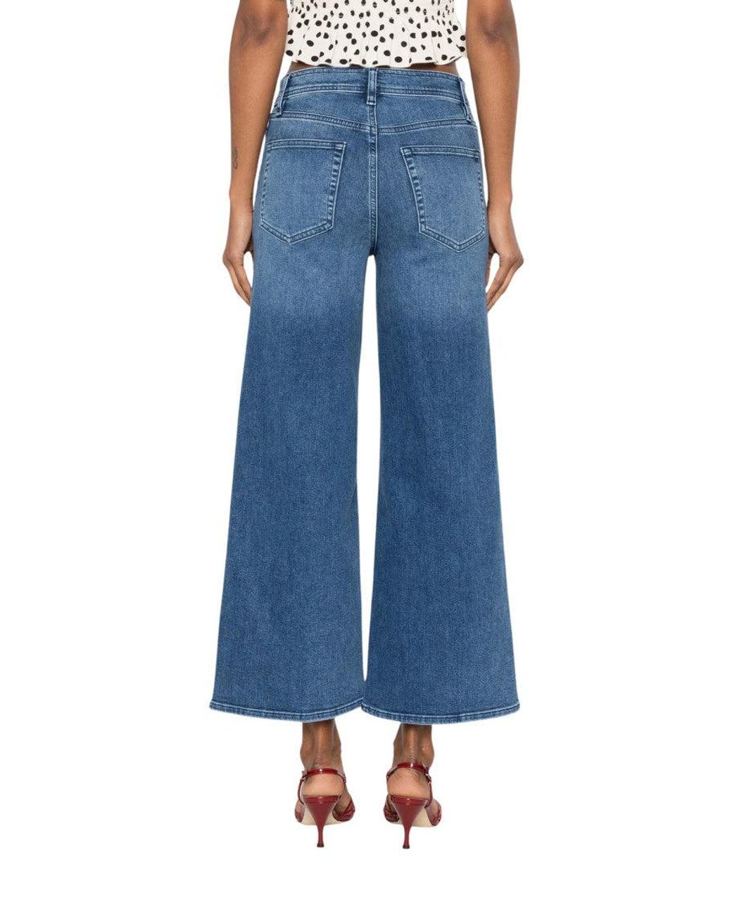 FRAME Blue Flared High Rise Jeans