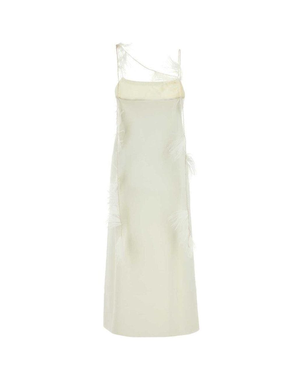 Jil Sander White Ivory Viscose Blend Dress