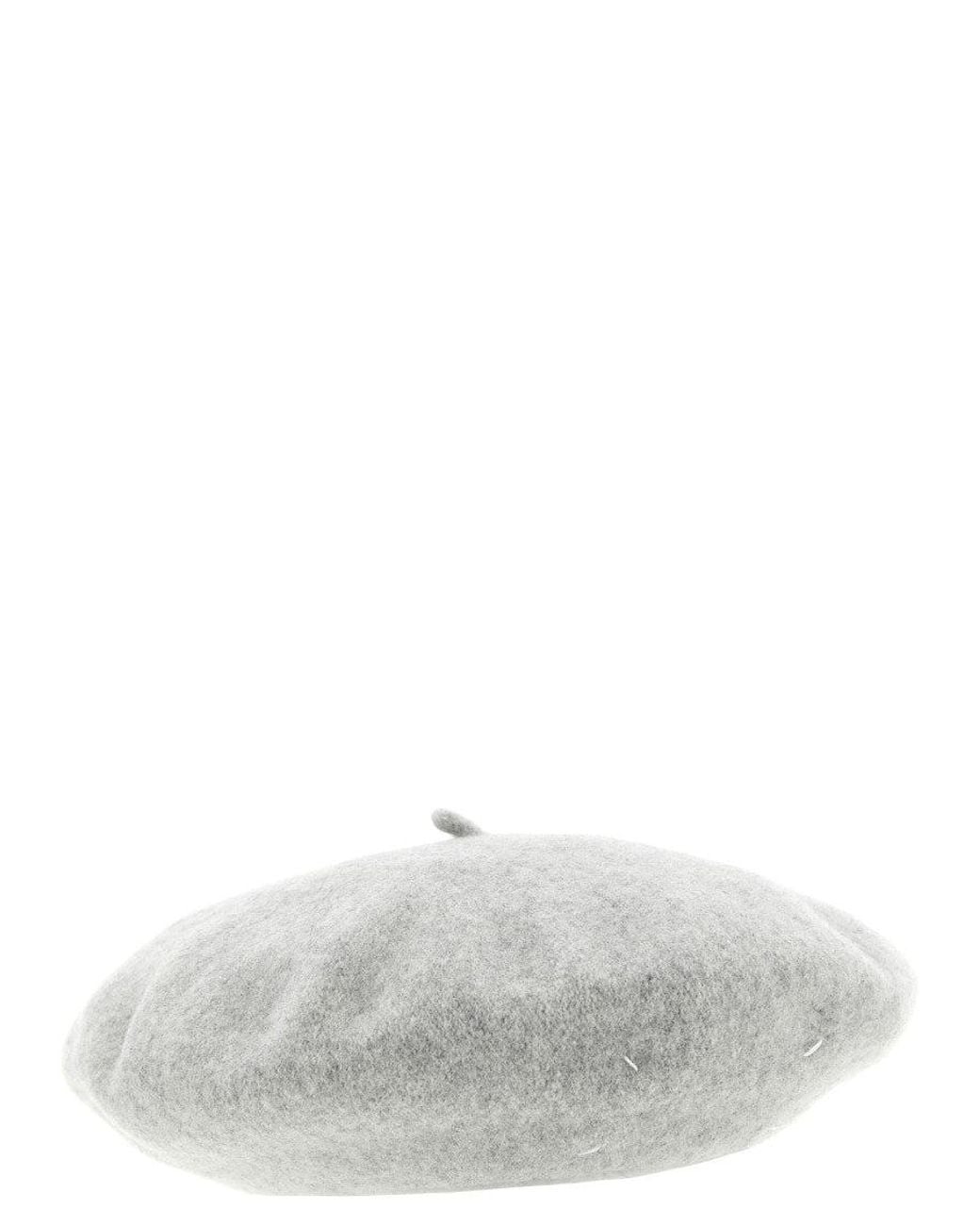 Maison Margiela White Four Stitches Textured Beret Hat