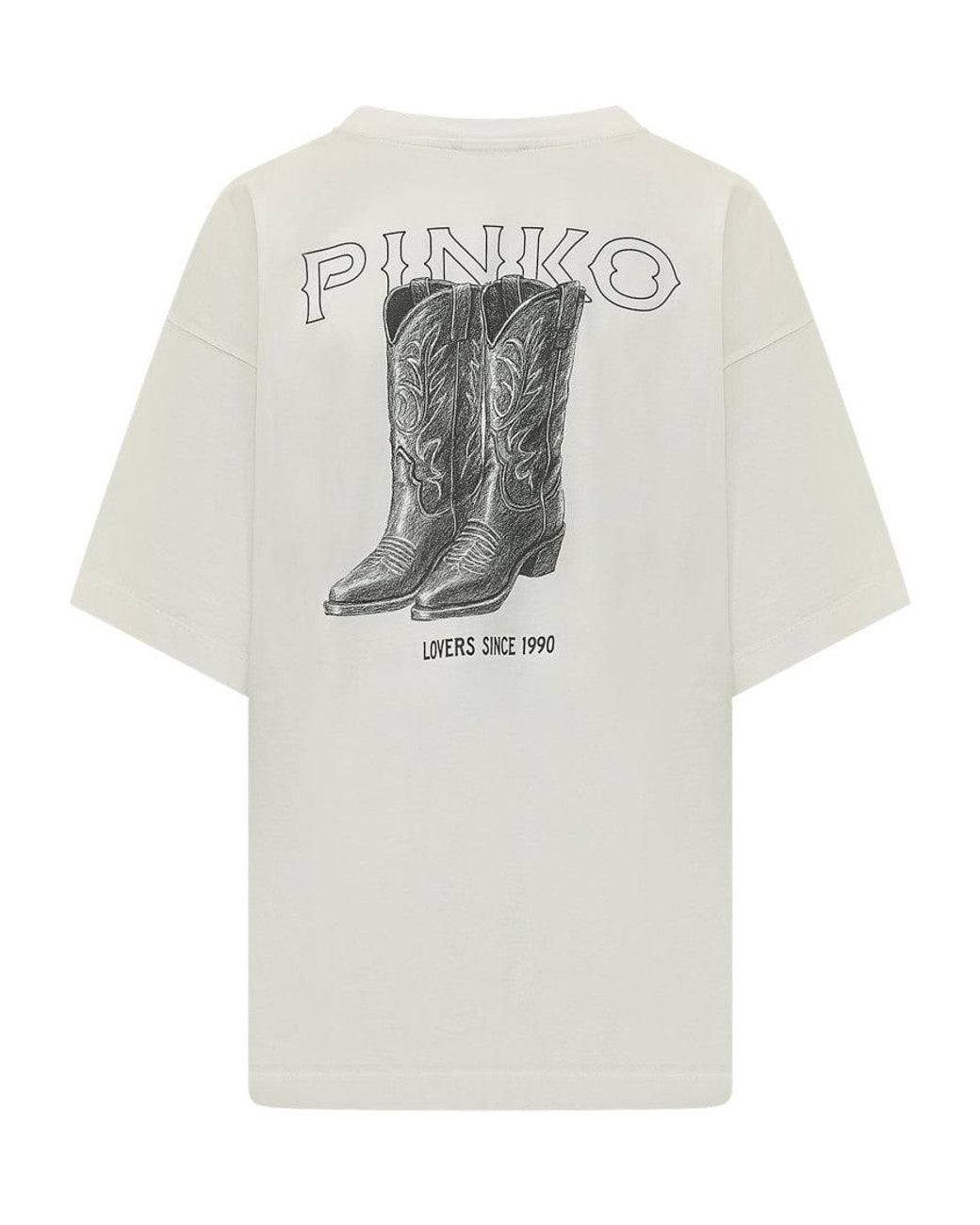 Pinko White Logo Crew Neck T-Shirt