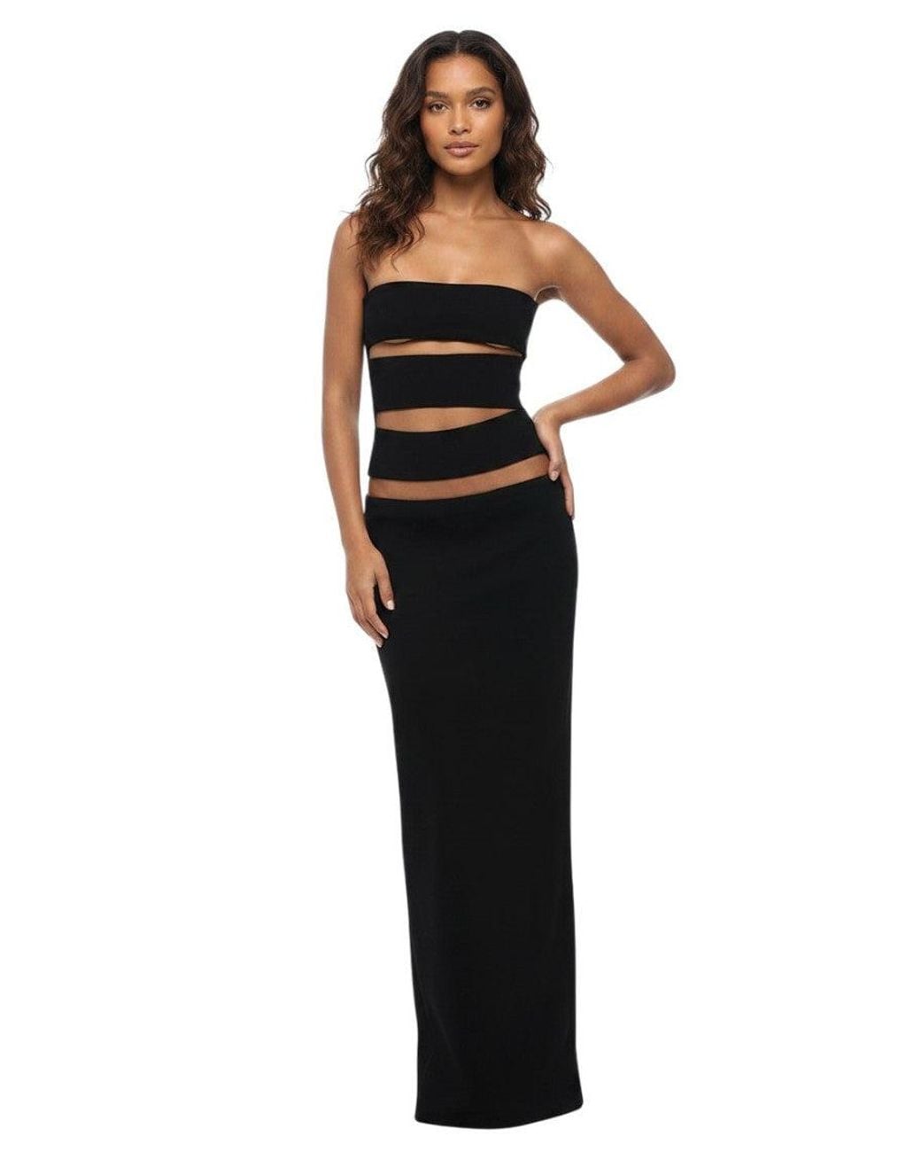 Monot Black Strapless Maxi Dress