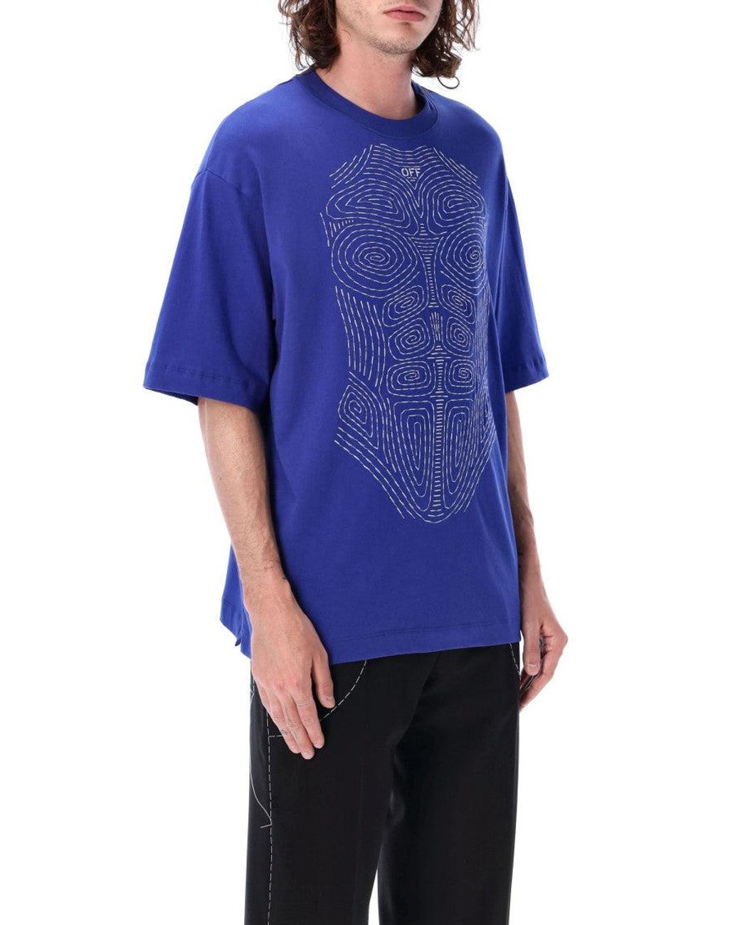 Off-White c/o Virgil Abloh Blue Logo T-Shirt for men