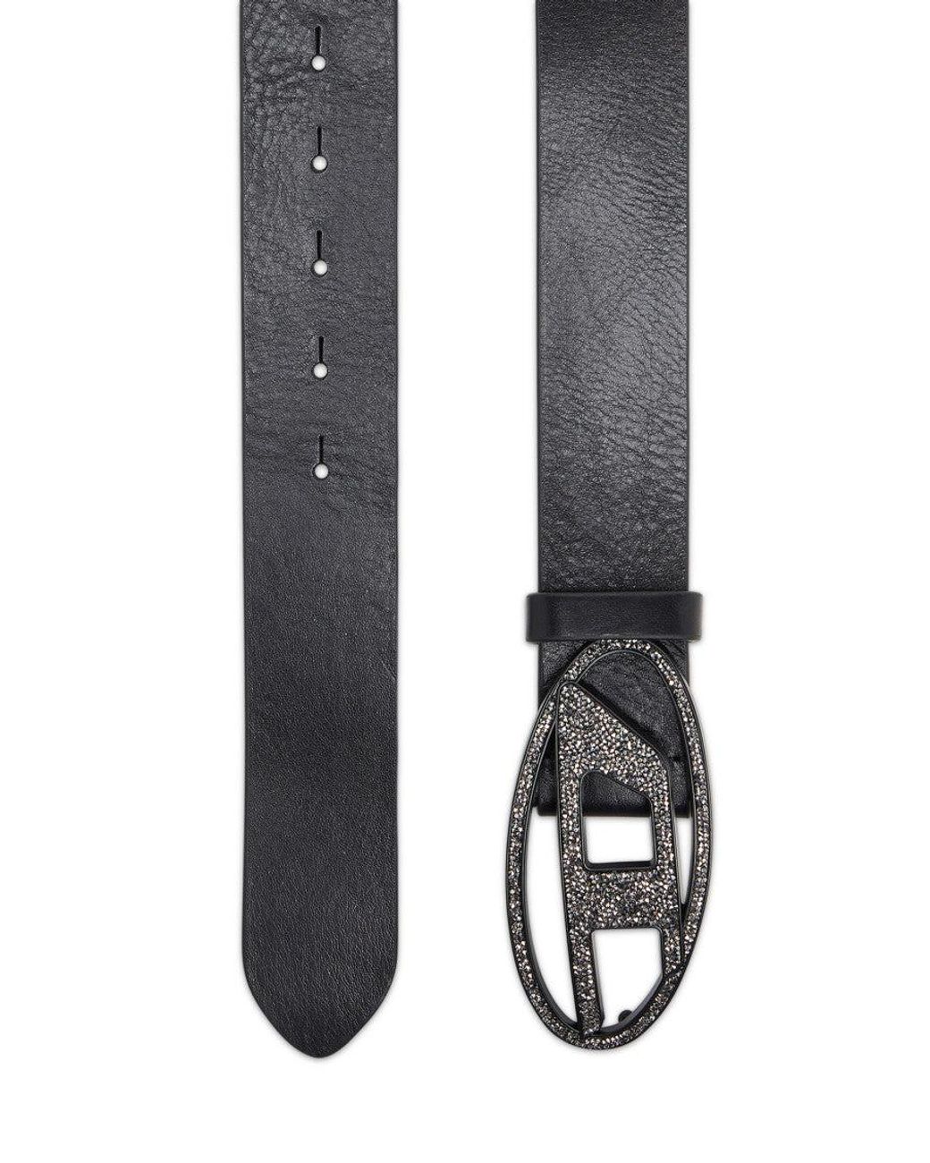 DIESEL Black Logo Buckle Belt