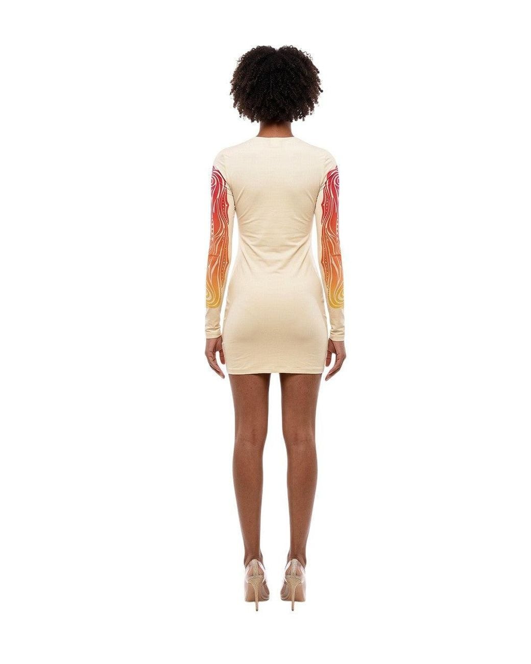 Stella McCartney Orange Graphic Round Neck Mini Dress