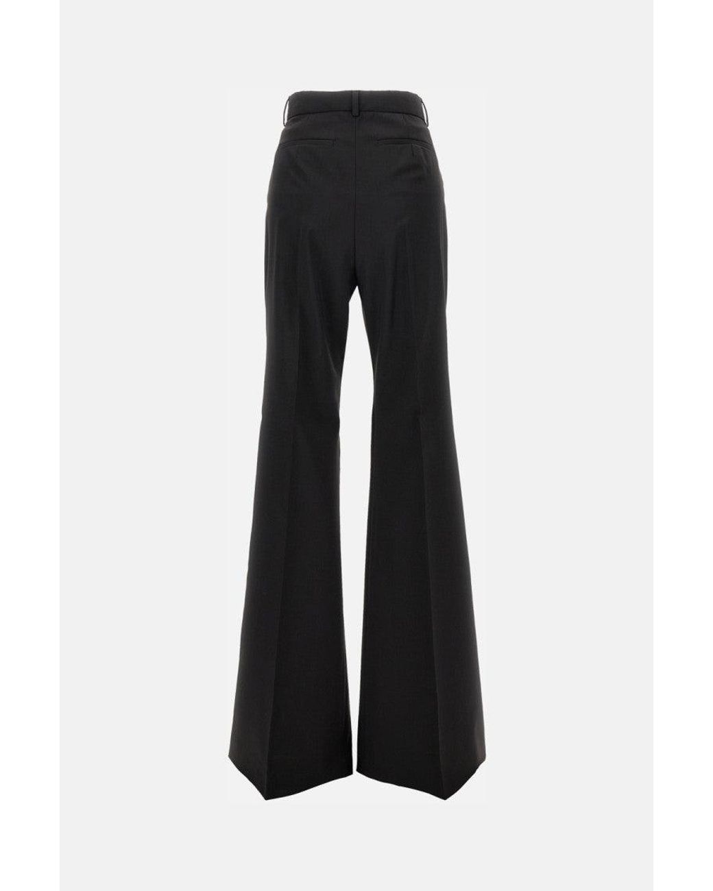 Sportmax Black Flared Tailored Trousers With High Waist And Dramatic Silhouette