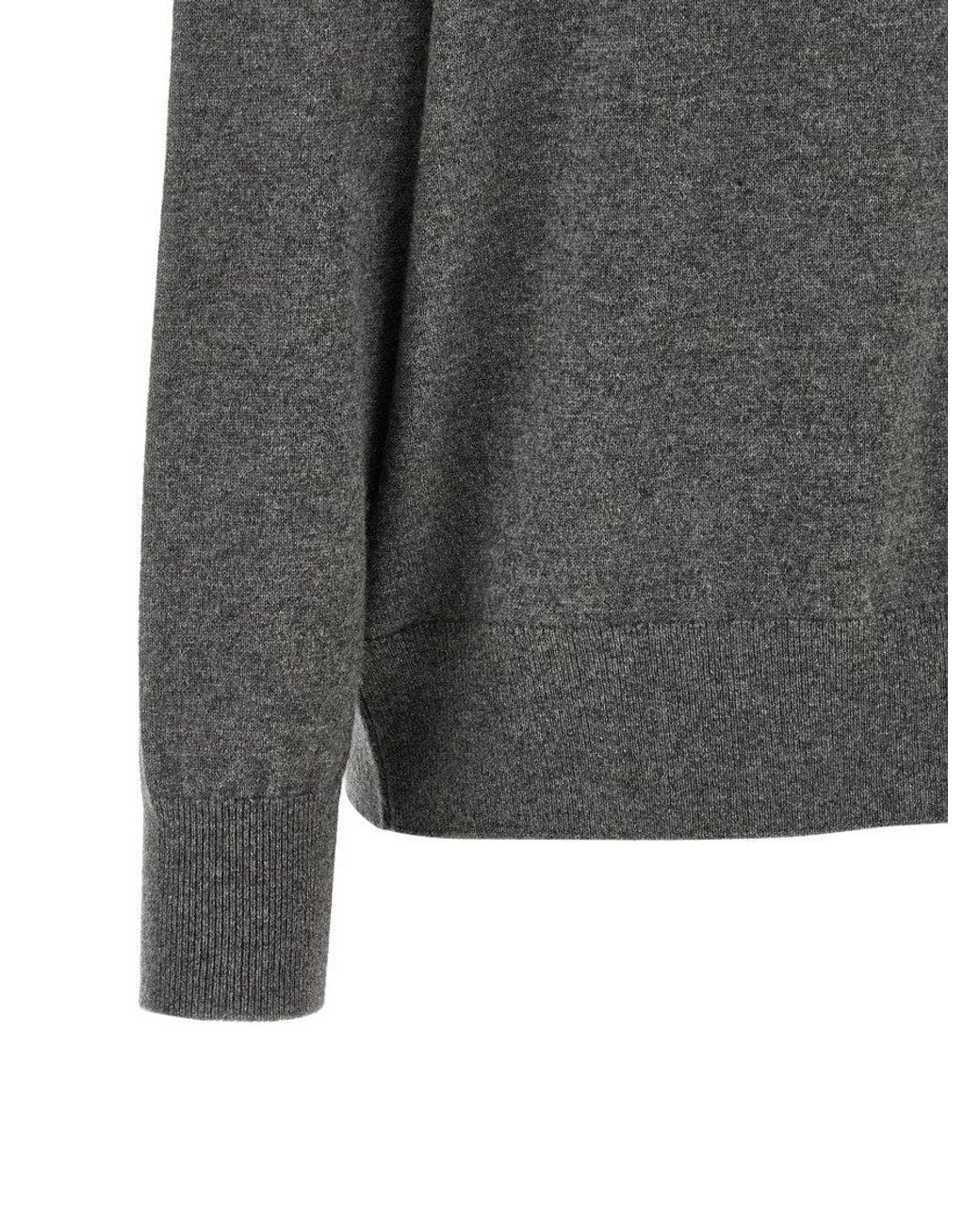 Dries Van Noten Gray Knitted V Neck Sweater