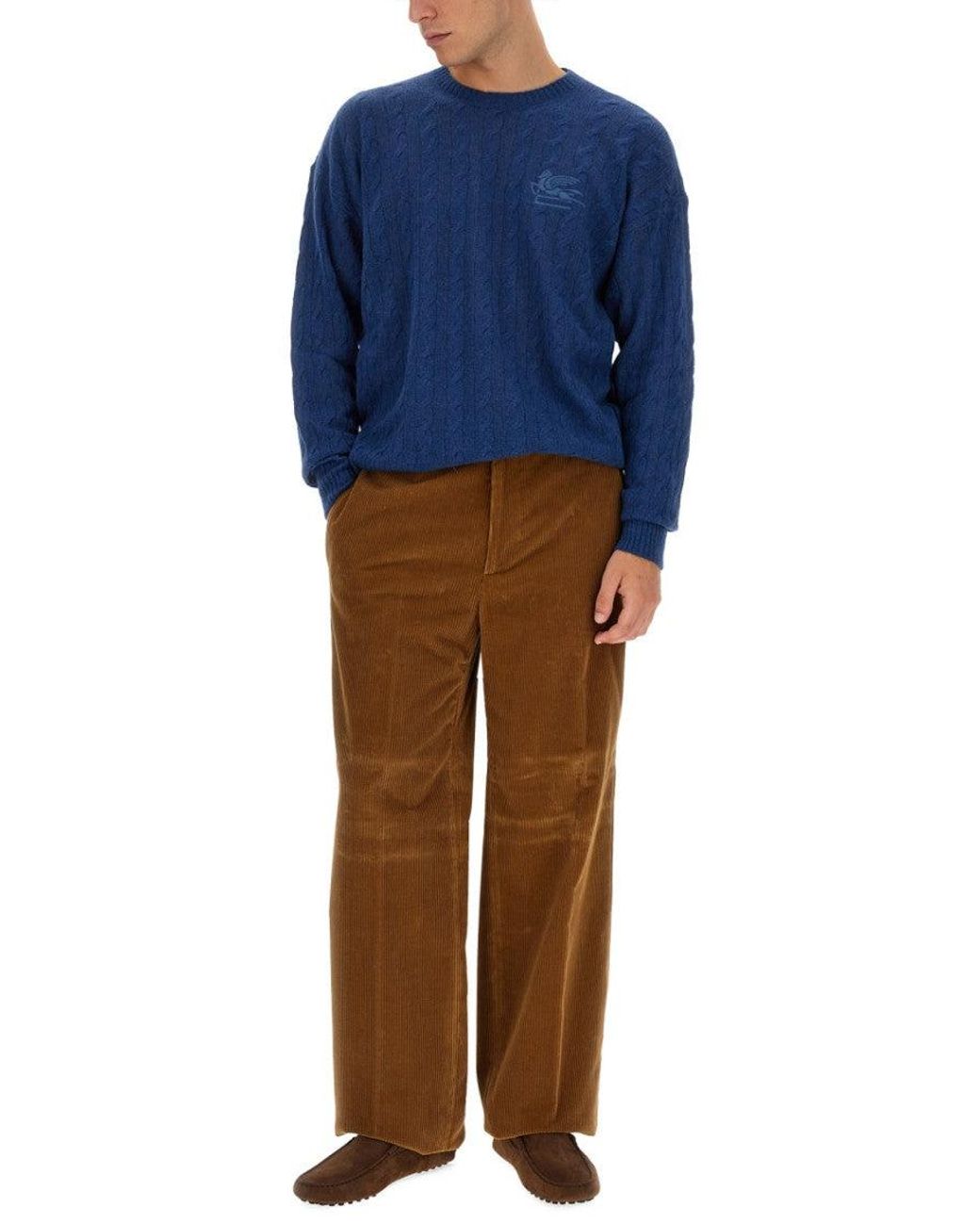 Etro Blue Regular Fit Cashmere Shirt for men