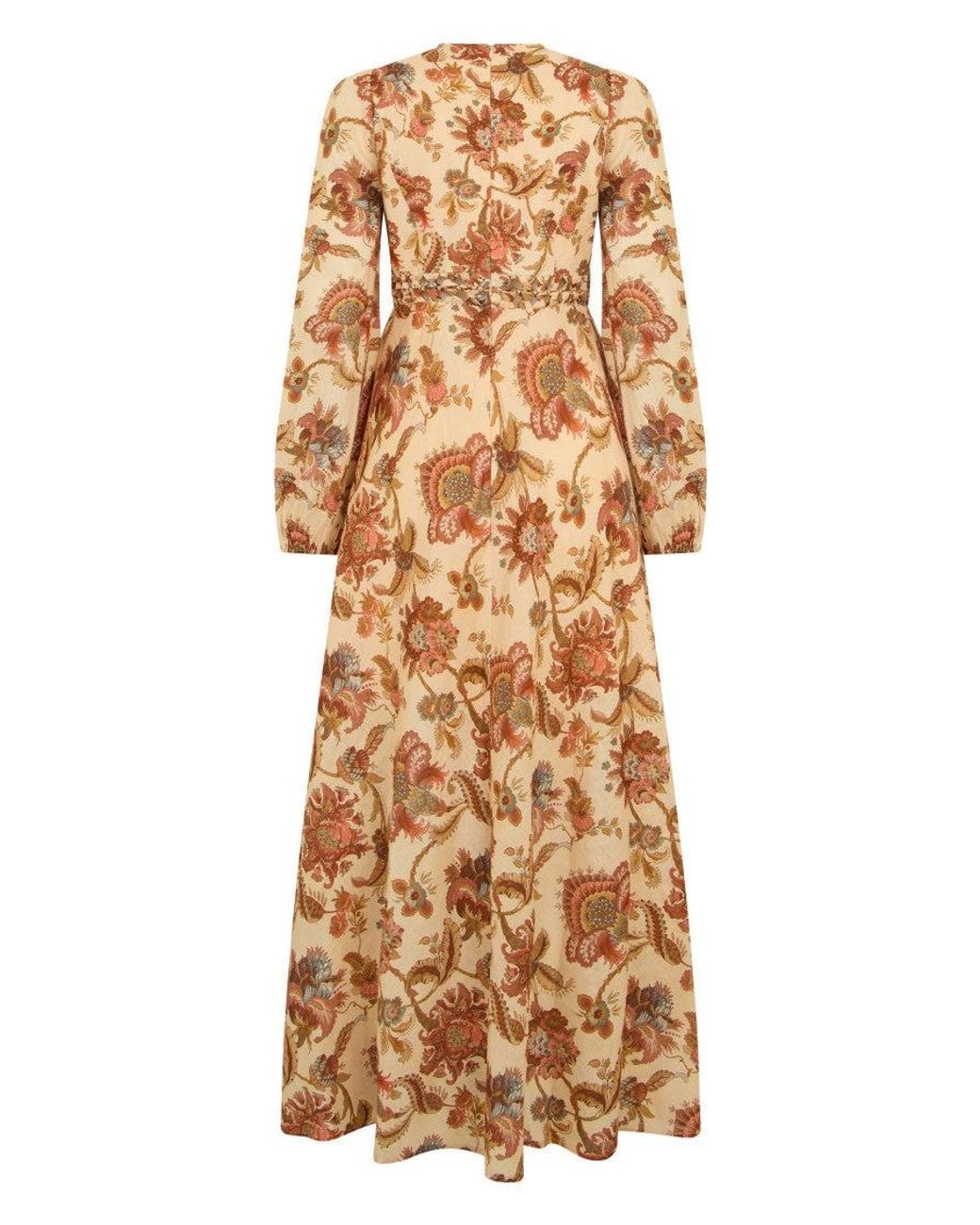 Zimmermann Natural Floral Round Neck Maxi Dress