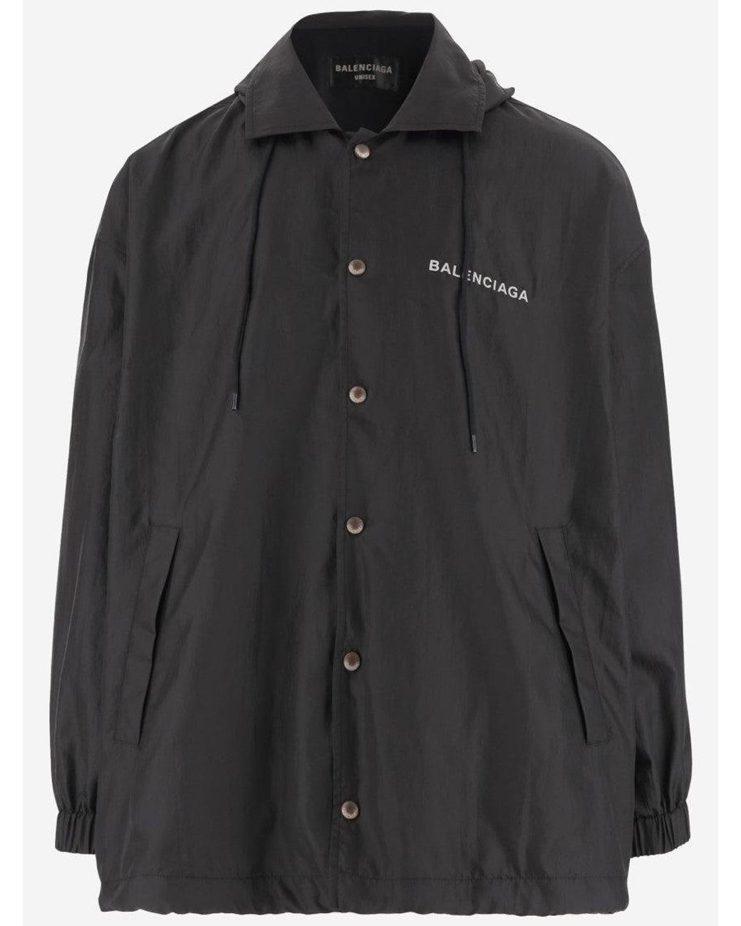 Balenciaga Black Nylon Jacket With Logo Polyester for men