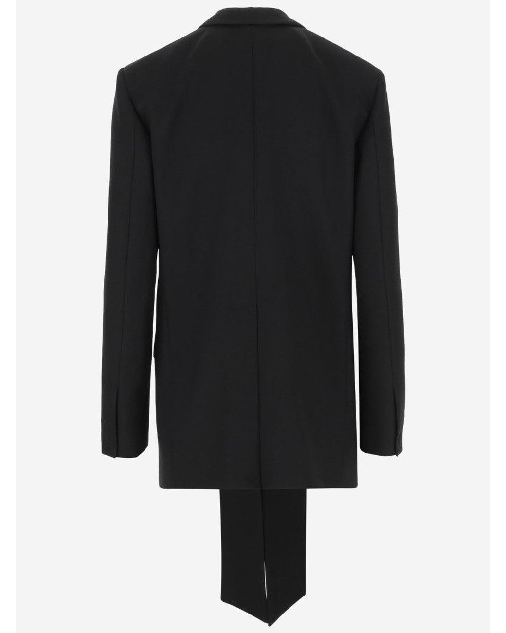 Pinko Black Wool Blend Single-Breasted Jacket With Satin Collar
