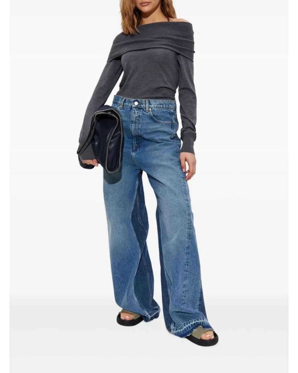 Stella McCartney Blue Off-Shoulder Top
