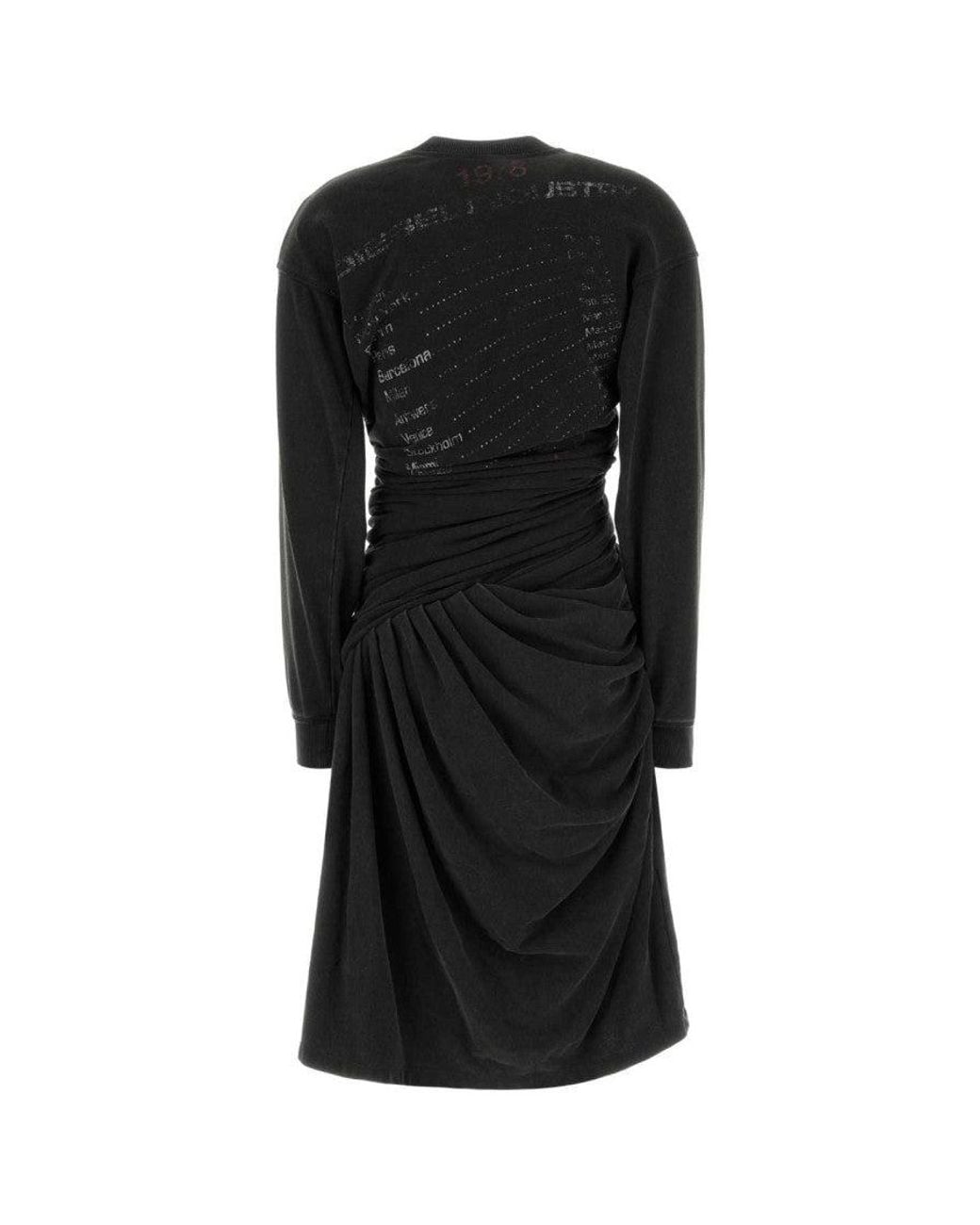 DIESEL Black Crew Neck Knee Length Dress