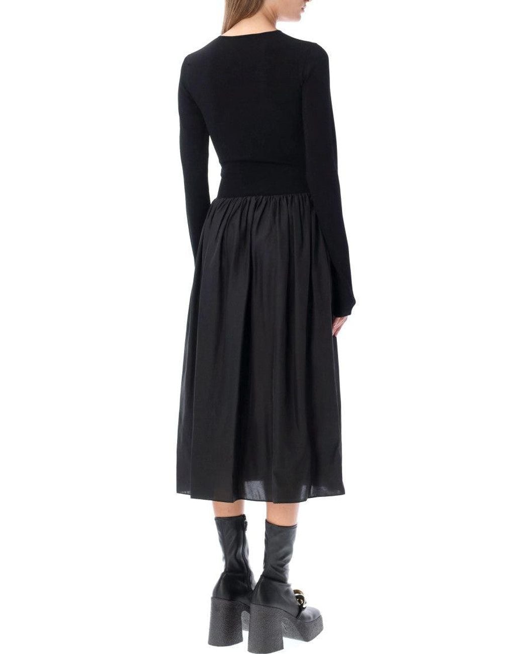 Stella McCartney Black Mock Collar Midi Dress
