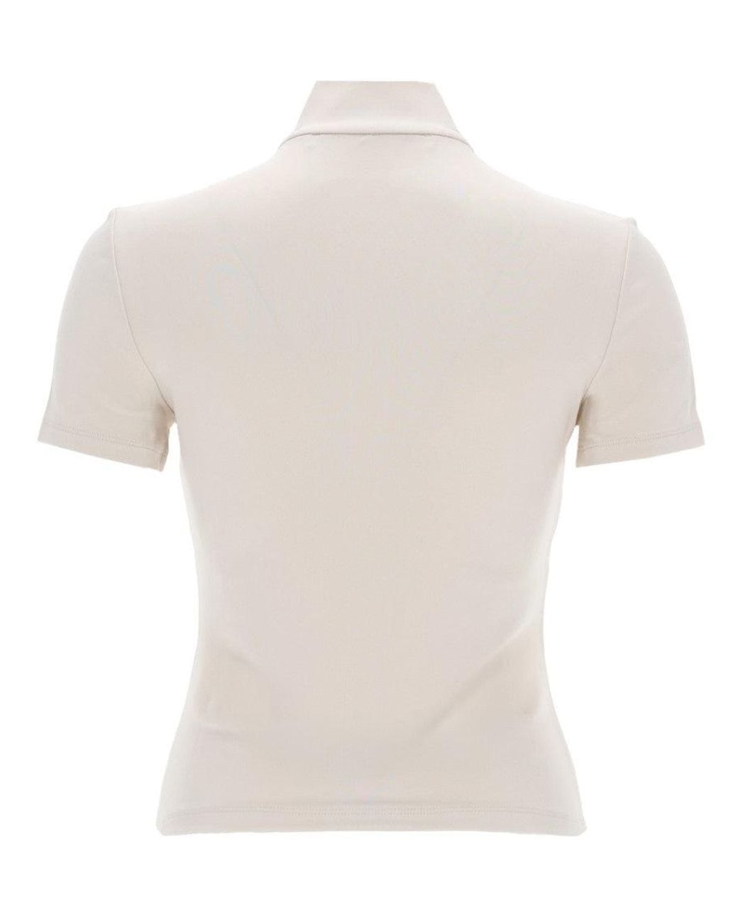 Alexander Wang White Solid Mock Collar Top