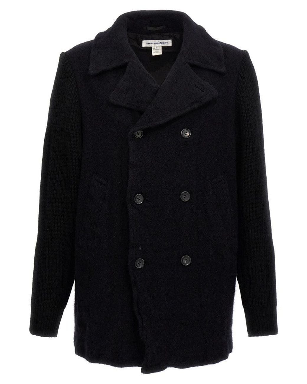 Comme des Garçons Blue Double Breasted Wool Coat for men